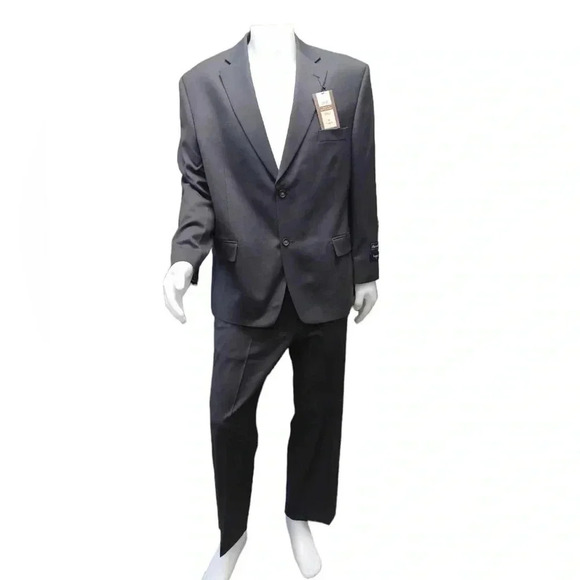Haggar 100% Wool Charcoal 2 Piece  Suit Size 46 S/P - Picture 1 of 14